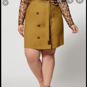 Mustard Double Button Belted Skirt 3X